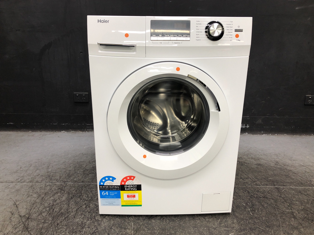 haier 7.5 kg front load washing machine hwf75aw2 white