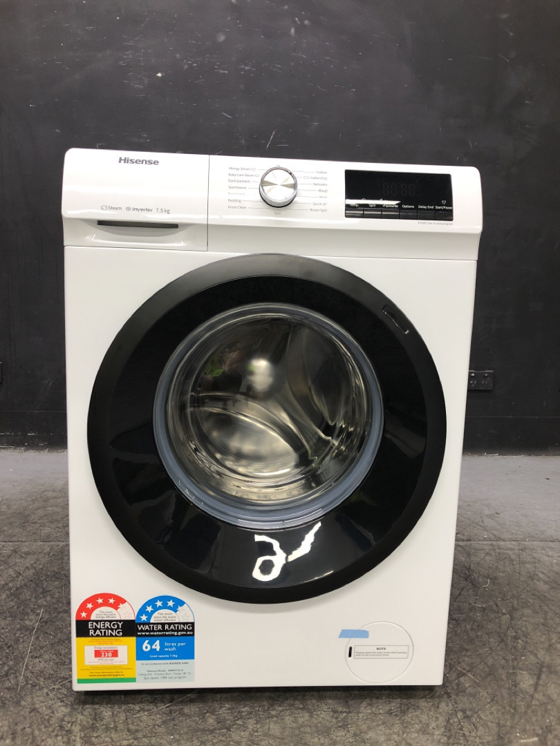 hisense hwfy7514 7.5 kg front load washer white